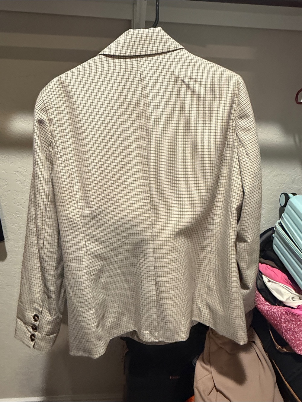 Evereve Double-Breasted Checked Blazer - Beige - XL - Picture 3 of 13